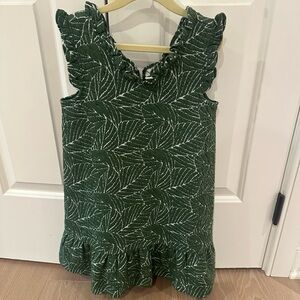 Janie and Jack Green and White Leaf Dress. Size 7 NWT